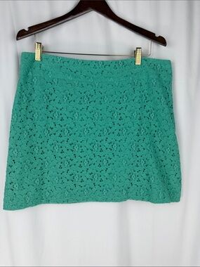 LOFT Teal Lace Floral Mini Skirt
